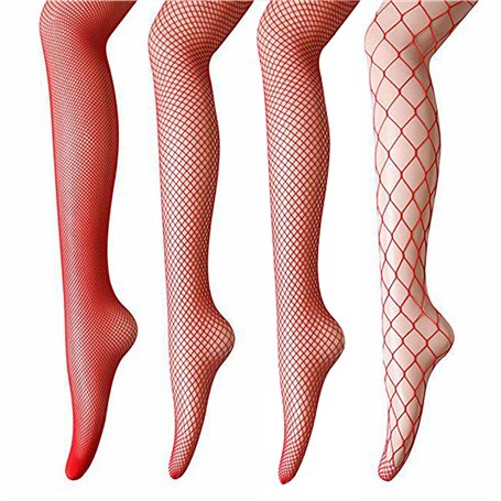 ANDIBEIQI 4 Paires Collants en Résille Bas de Résille Nets pour Femme Collant Résille Maille Large Maille Moyenne pour Femmes Ci