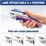 WORKPRO Cutter Professionnel en Alliage de Zinc avec Mécanisme de Changement Rapide, 4 Positions Réglables, Lames Trapèzes Réser
