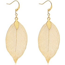 Gleamart délicat Filigrane abattants Boucles d'oreilles légères feuilles plaqué métal oreille Goujons Boucles d'oreilles longues