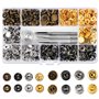 120pcs Bouton Pression Fixations Snap Fasteners Fermoirs à Bouton-pression en Cuivre Bronze pour Sac à Main de Portefeuille en C