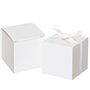 Awtlife Lot de 50 boîtes à friandises Blanches avec 50 Rubans pour décoration de fête de Mariage 5 cm
