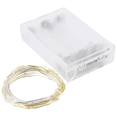 Ideen mit Herz Guirlande lumineuse LED - Blanc chaud - Fil doré avec 20 LED - 1 m de long avec minuterie - Pour bricolage et déc