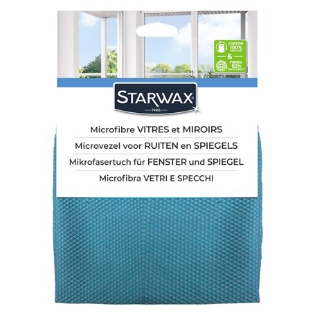 STARWAX - Microfibre pour vitres et miroirs - X4 - technologie "nid d'abeilles" capture les salissures et micro-goutelettes - no