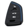Finest-Folia - Coque en Silicone BE pour clé de Voiture à 4 Boutons - Noir et Bleu