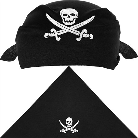 Blulu 12 Pièces Bandana de Pirate Bandana de Capitaine de Pirate Noir pour Fête à Thème de Pirate