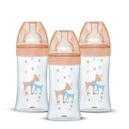Lot de 3 Biberons DODIE Anti-Colique Sensation+ - Verre - 270ml - 0-6 Mois - Tét 45,99 €