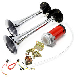Dhuile de voiture Corne 150db Air Horn Pavillon double tube Chrome Zinc double Trompette Air Horn avec compresseur pour n'import