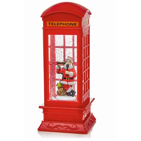 Premier Toupie à eau de Noël Cabine téléphonique rouge de 27 cm avec Père Noël (LB184666)