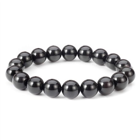Naturel Noir Obsidienne Bracelet 10 MM Tibétain Mala Perle Cristal Pierres Précieuses Bracelet pour Hommes Femme