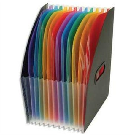 Viquel - Trieur extensible de bureau A4 RAINBOW CLASS - Organisateur de document CORNER BOX - 12 compartiments - 2 poignées de t