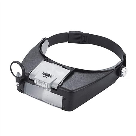 PHOEWON Bandeau Loupe Horloger Mains Libres Loupe avec Lumière Casque Loupe Grossissante avec LED Lumière