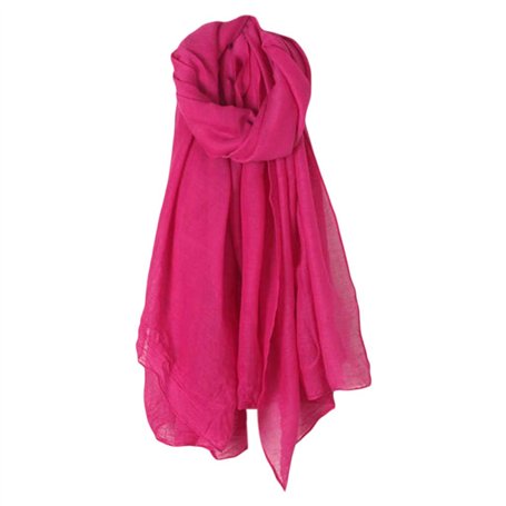 KINTRADE écharpe Longue Couleur Unie pour Femmes en Coton rétro drapé écharpe Hijab Grand châle élégant Rose Rouge