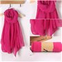 KINTRADE écharpe Longue Couleur Unie pour Femmes en Coton rétro drapé écharpe Hijab Grand châle élégant Rose Rouge