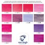 Van Gogh Set de peinture aquarelle, boîte de poche en plastique, 12-demi-pans Sélection Roses & Violets