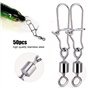 Pivot De Pêche 50 PCS 2 # 4 # 5 # 6 # 8 # en Acier Inoxydable Emerillons Connecteur/Agrafes de Pêche Roulants avec Quick Lock-Ou