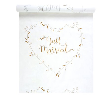 Tapis de cérémonie Just Married Blanc et Or 10 m x 75 cm