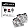 imaggge.com Lot de 12 Autocollants et Un Panneau Aluminium carré 15 cm - Attention Alarme électronique - Dissuasif pour Les Vole