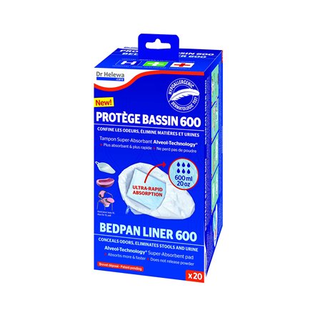 Dr Helewa - Dhb60020 - Protège Bassin De Lit - Boite De 20 Sacs D'absorbtion De 600 Ml