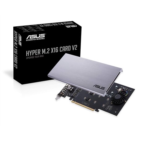 ASUS Hyper M.2 X16 PCIe 3.0 X4 Carte d'extension V2 Prend en Charge 4 NVMe M.2 (2242/2260/2280/22110) jusqu'à 128 Gbps pour Inte