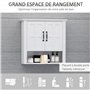 HOMCOM Armoire Haute Murale de Salle de Bain ou WC Placard 2 Portes 2 étagères Niche dim. 60L x 20l x 58H cm MDF Panneaux Partic
