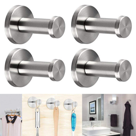 Yizunnu 4 Pièces Patère Crochet en Acier Inoxydable Serviette de Crochet Crochet Peignoir Mural Porte-Serviettes