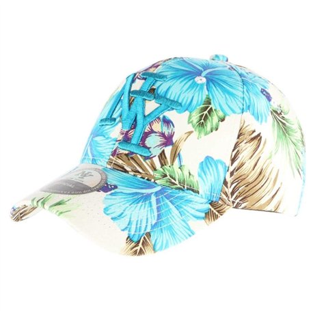 Hip Hop Honour Casquette Baseball Bleue à Fleurs NY Hawai - Taille Unique - Bleu