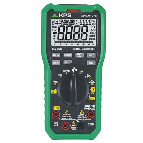 KPS-MT720 Multimètre Numérique TrueRMS Professionnel Basse Impédance LO-Z Tension 1000V AC/DC Courant 10A AC/DC NCV Température