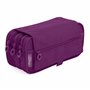 Trousse Scolaire Triple avec Grandes Poches Intérieures et Fermeture Éclair Individuelle (Pourpre)