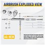 Fengda Airbrush FE-183K Set d'aérographe Double Action de précision pour Alimentation par gravité avec 3 Tailles de Bonnet et 3 