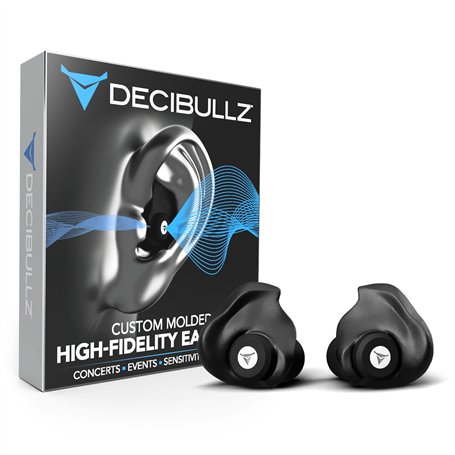 Decibullz Filtres de bouchons d'oreille moulés sur mesure haute fidélité (Hi-Fi) pour concerts et événements (noir)