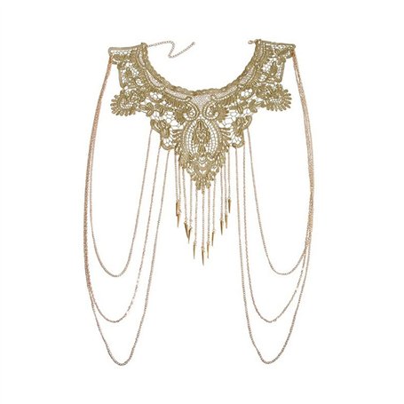 Amorar Corps Chaîne Bijoux Or Dentelle Multicouche Gland Collier Bikini Plage Corps Ventre Bijoux pour Femmes