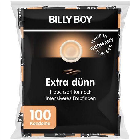 Billy Boy Lot de 100 préservatifs extra fins pour une sensation encore plus intense Fabriqué en Allemagne
