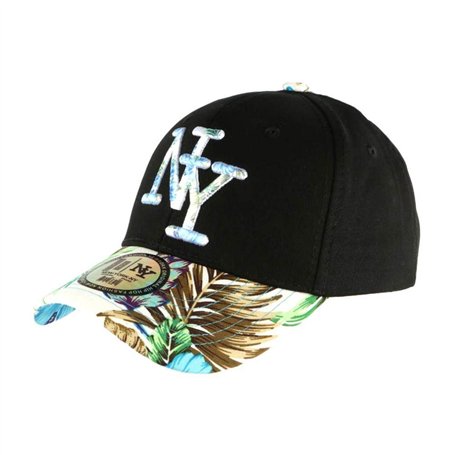 Casquette NY Bleue et Noire Fleurs Gili Baseball Fashion Tropic - Taille Unique - Bleu