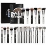 DUcare Pinceaux Maquillages Professionnel Kit de 31pcs Elegante Cuir PU Pochette Synthétiques Premium Pinceaux (Noir Blanc)