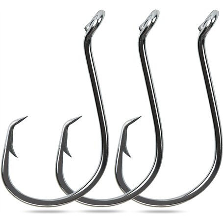 OROOTL Lot de 100 à 200 hameçons de pêche en mer avec 2 crochets solides en acier carbone Noir
