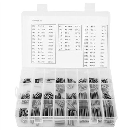 280Pcs M1.5 / M2 / M2.5 / M3 / M4 / M5 / M6 / M8 Assortiment de broches à rouleau avec coffret de rangement