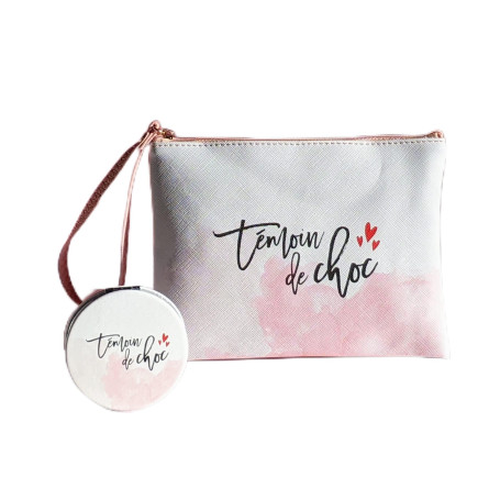 TE Whaka Pochette + Miroir Témoin de Choc | Cadeau EVJF - Demande témoin - Cadeau témoin Mariage - Accessoire Mariage | Team de