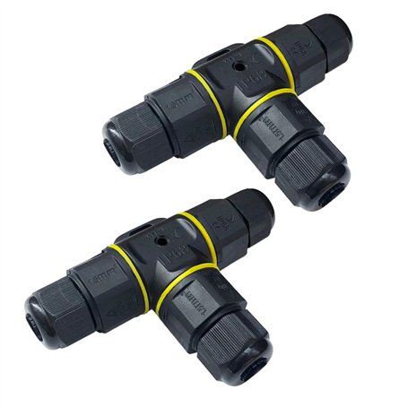 QitinDasen 2 Pièces T-Forme 3 Voies Extérieur Étanche Câble Connecteurs