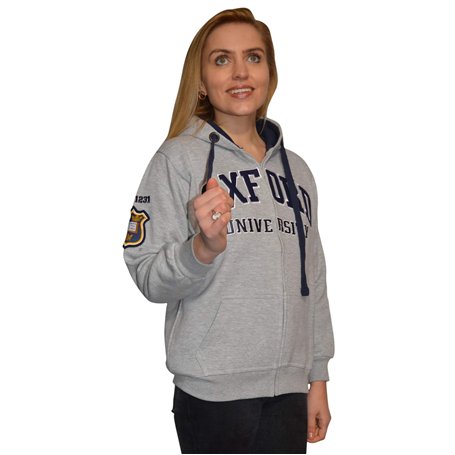 Oxford University OU129 Licensed Zipped Unisex Hooded Sweatshirt Grey S