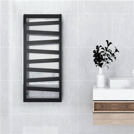 Kibath L428503 Sèche-serviettes électrique avec étagère Fabriqué en aluminium avec finition grise. Faible consommation de 60 W