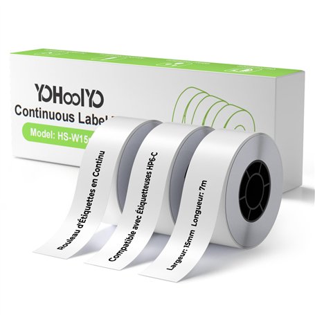 YOHOOLYO Étiquettes Autocollantes Thermiques en Continu 15 mm x 7 m