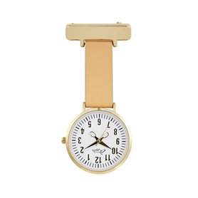 Annie Apple AA37 Montre gousset avec bracelet en cuir brun clair, cadran blanc et aiguilles, aiguilles ciseaux, infirmière, esth Annie Apple AA37 Montre gousset avec bracelet en cuir brun clair