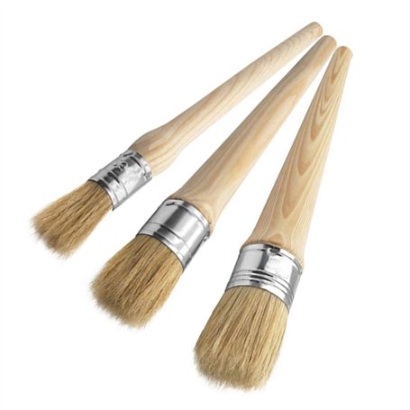 Lot de 3 pinceaux de peinture à la craie en poils naturels ronds pour meubles