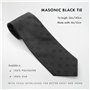 THE MASONIC COLLECTION - Cravate Noire pour Homme - Fait Main - Design Carré et Compas - Meilleur Nœud et accrocher - Cadeau fra