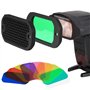 AODELAN Lot de filtres en gel Flash - Grille nid d'abeille universelle avec 8 filtres d'éclairage Speedlite de couleur pour appa