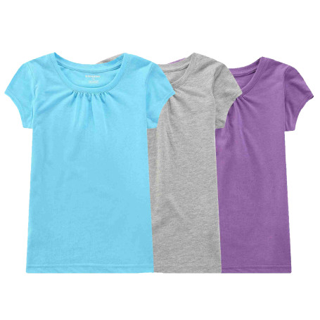 Bienzoe Fille Antimicrobien Séchage Rapide Manche Courte T-Shirt 3 pièces Pack