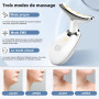 Appareil Anti Rides Visage, 3 Modes EMS Appareil de Gua Sha Visage, Appareil de Massage Visage 7 Couleurs, Chauffable 45°C Guash