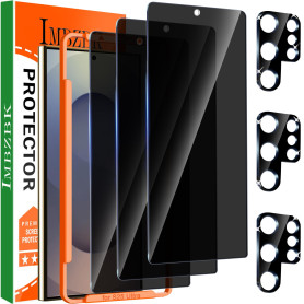 IMBZBK 3 Pièces Verre Trempé pour Samsung Galaxy S25 Ultra Ecran Anti Espion avec 3 Pièces Protection Camera Objectif Accessoire