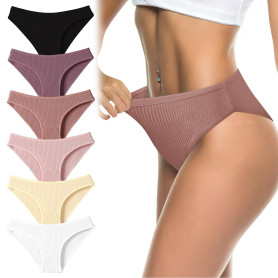 flintronic Lot de 6 Culotte Femme Coton, Stretch Slips Femme Coton Culotte, Confortables Doux Slips, Multipack, Multicolores