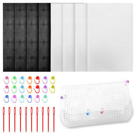 8 Feuilles de Toile en Maille Plastique 30 * 20cm Canevas Plastique Broderie Maille Trous 2.5mm Toile de Maille pour Sac Bricola